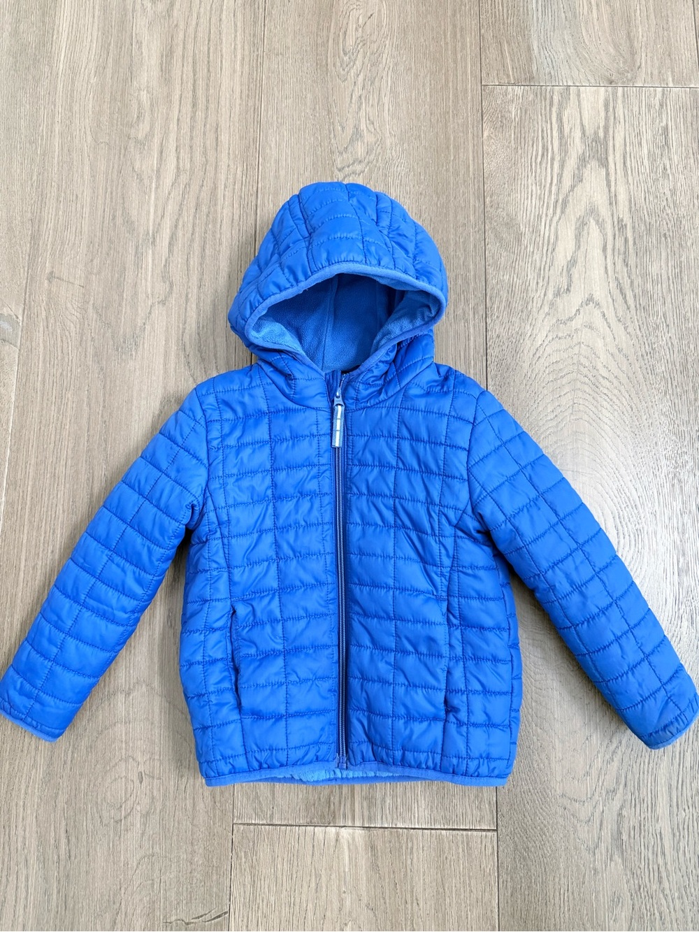 Cat & Jack Toddler Boy Quilted Fleece Lined Puffer Hooded Jacket Blue 5T